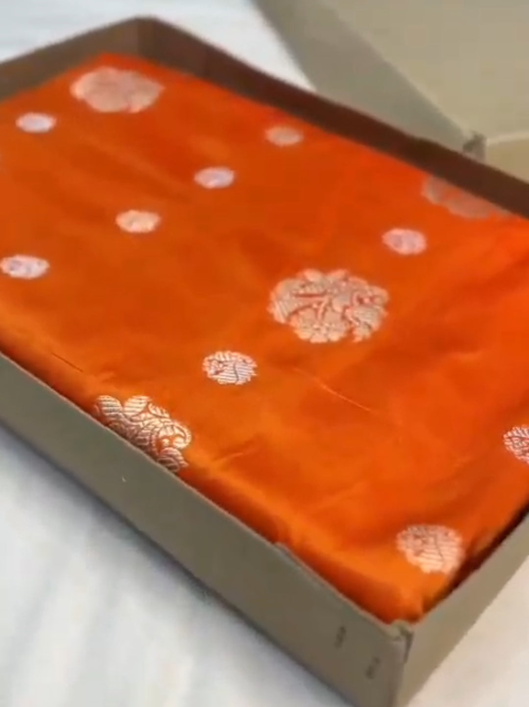 Orange Banarasi Handloom Katan Silk Sona Rupa Saree