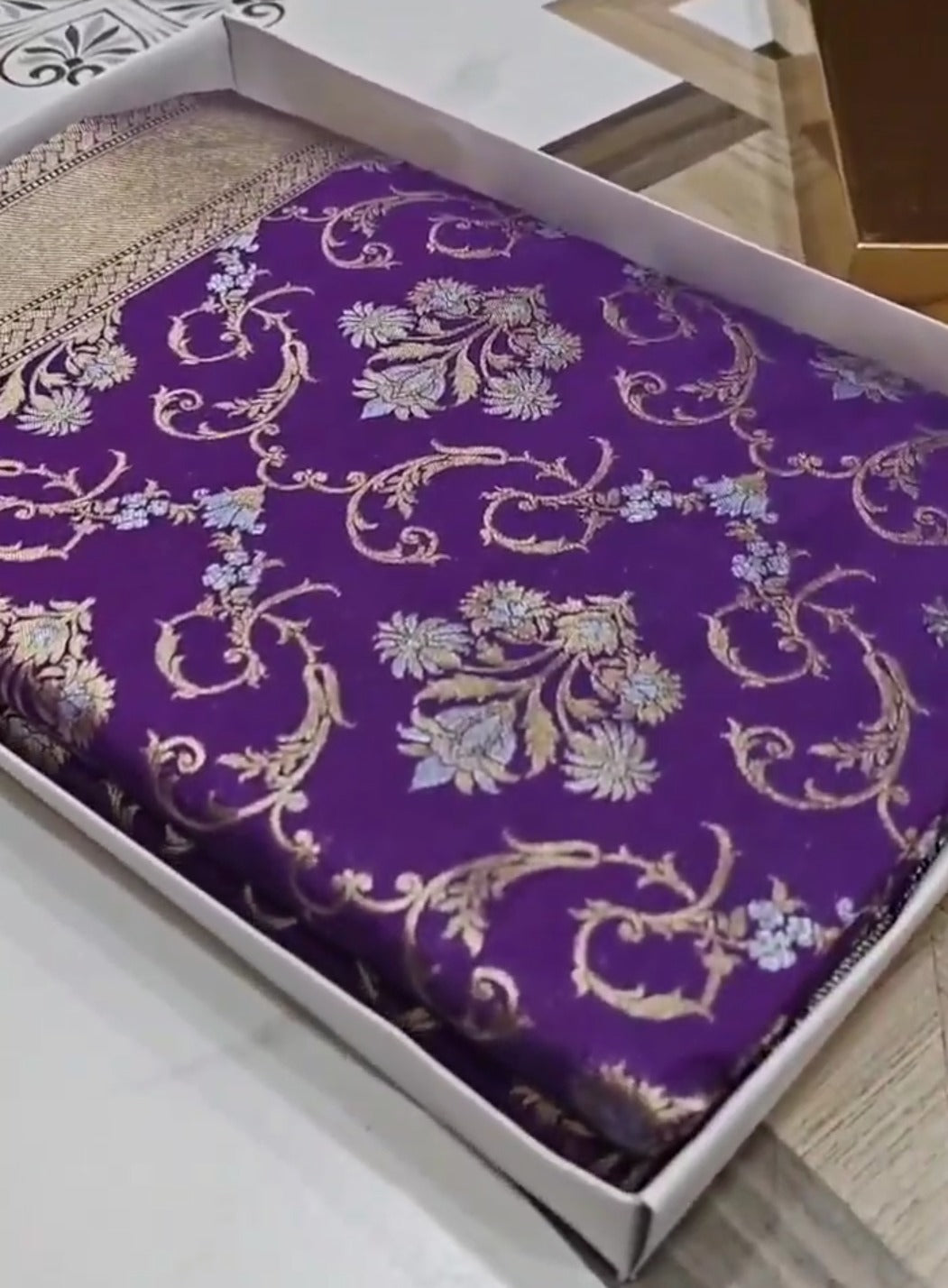 Lilac Banarasi Semi Katan Silk Sona Rupa Saree