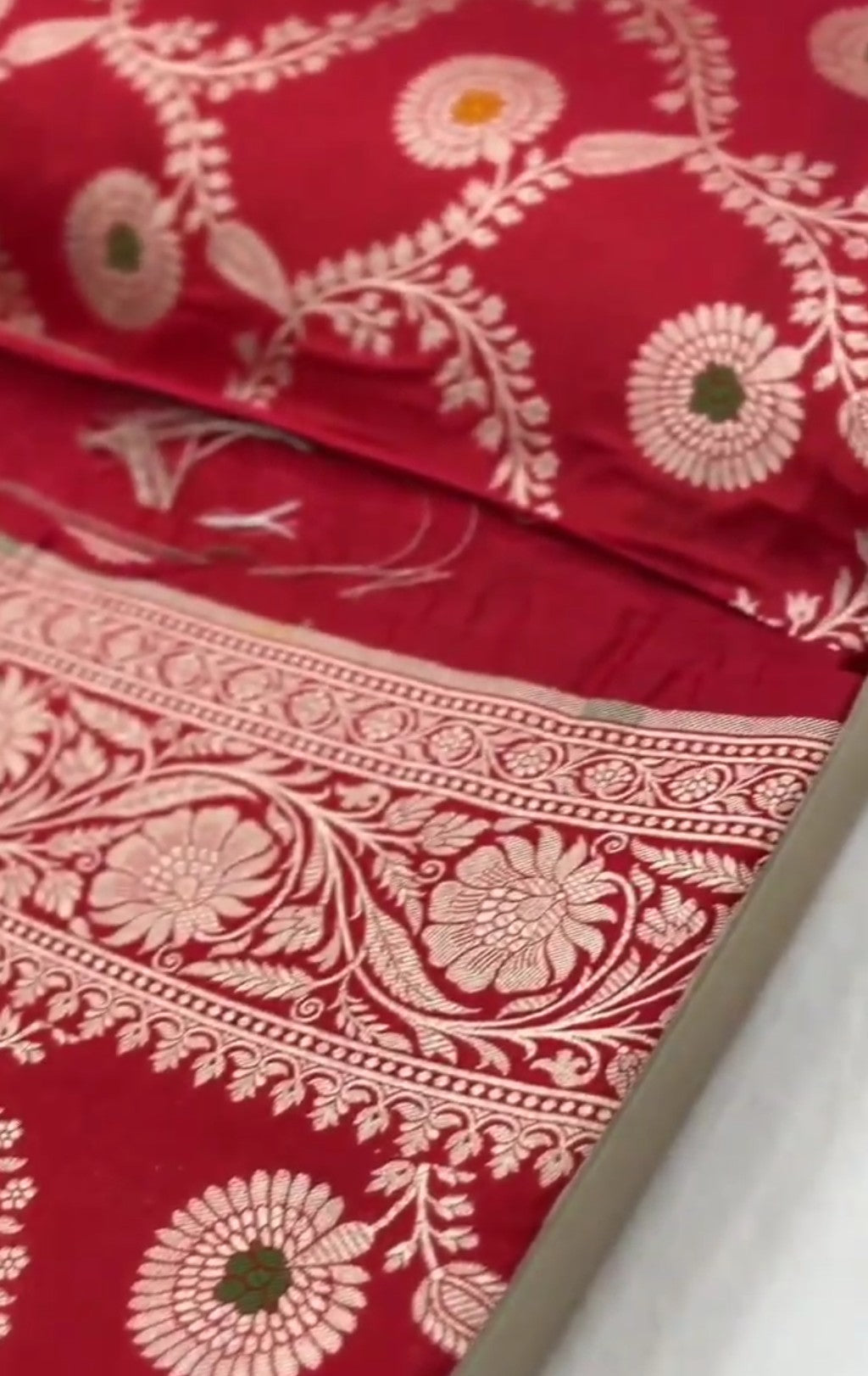 Rustic Red Banarasi Handloom Katan Silk Meenakari Saree