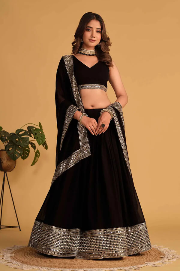Designer Black Lehenga Choli with Dupatta