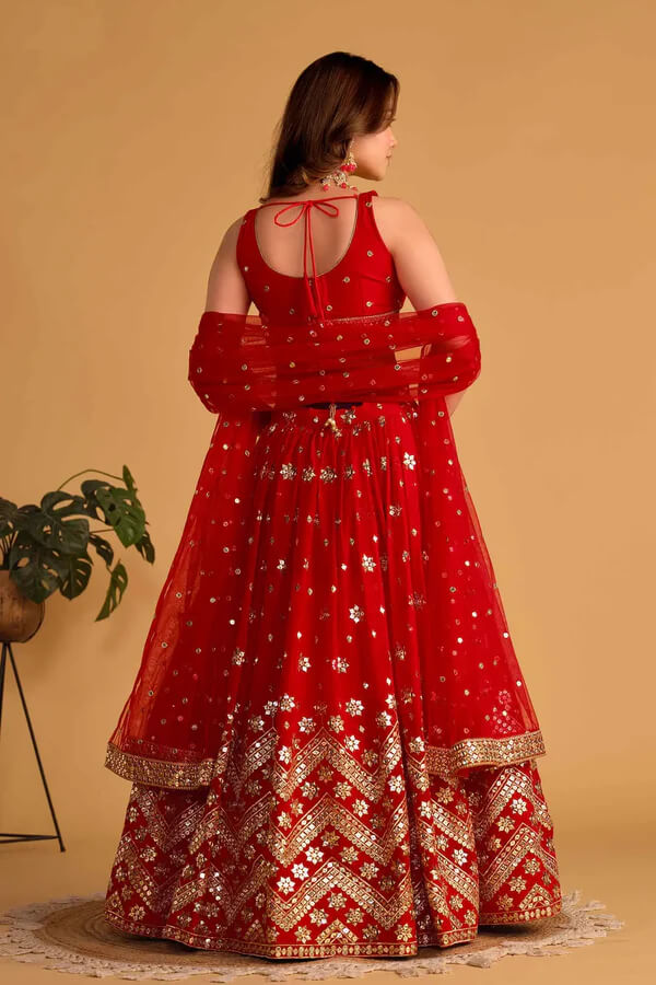 Designer Red Lehenga Choli with Embroidery