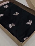 Black Banarasi Mashru Soft Silk Saree