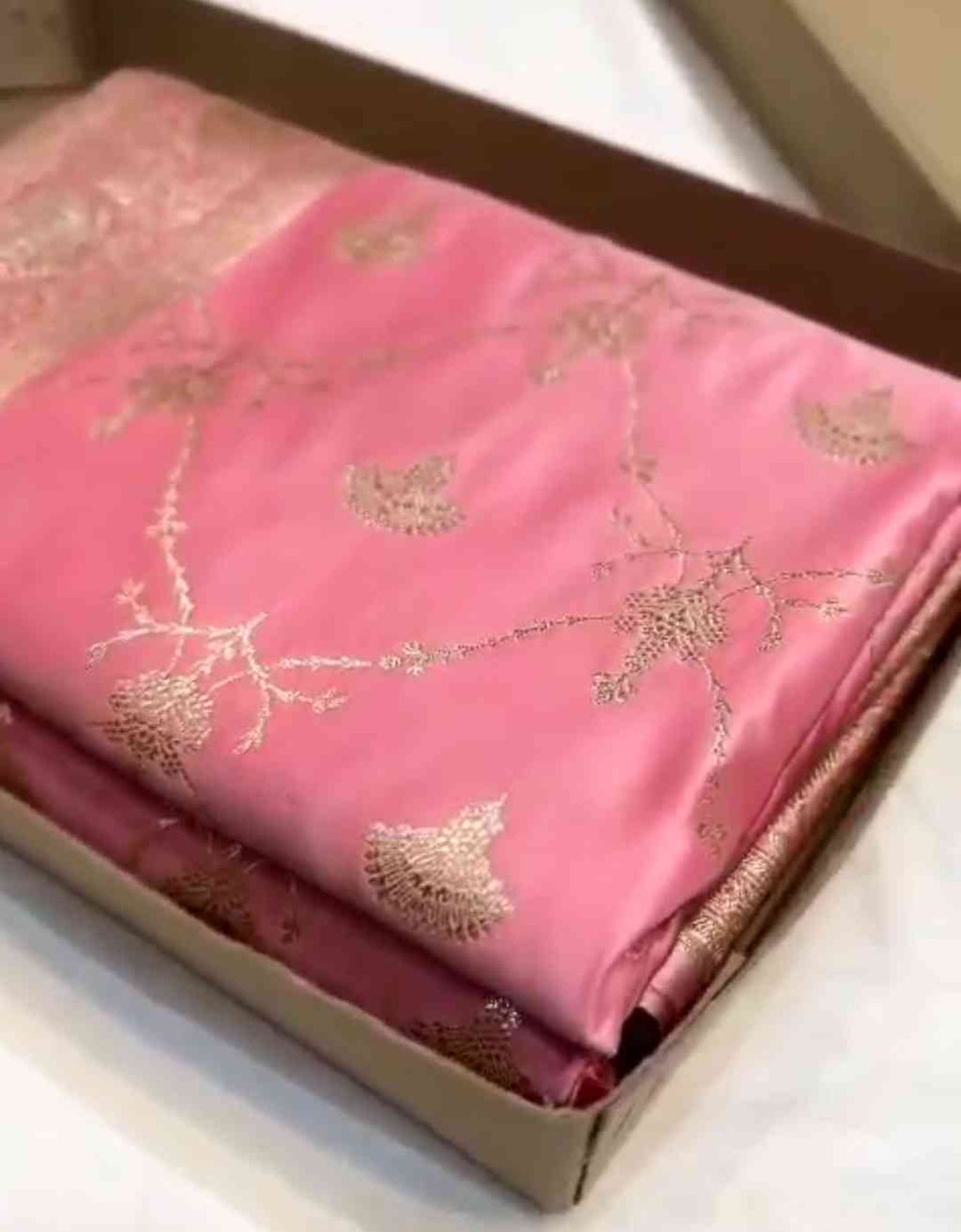 Pink Banarasi Satin Katan Silk Saree