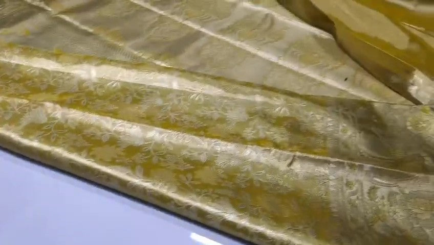 Gold Kanchipuram Handloom Tissue Brocade Silk Saree