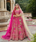 Modern Dark Pink Wedding Lehenga with Dual Dupattas