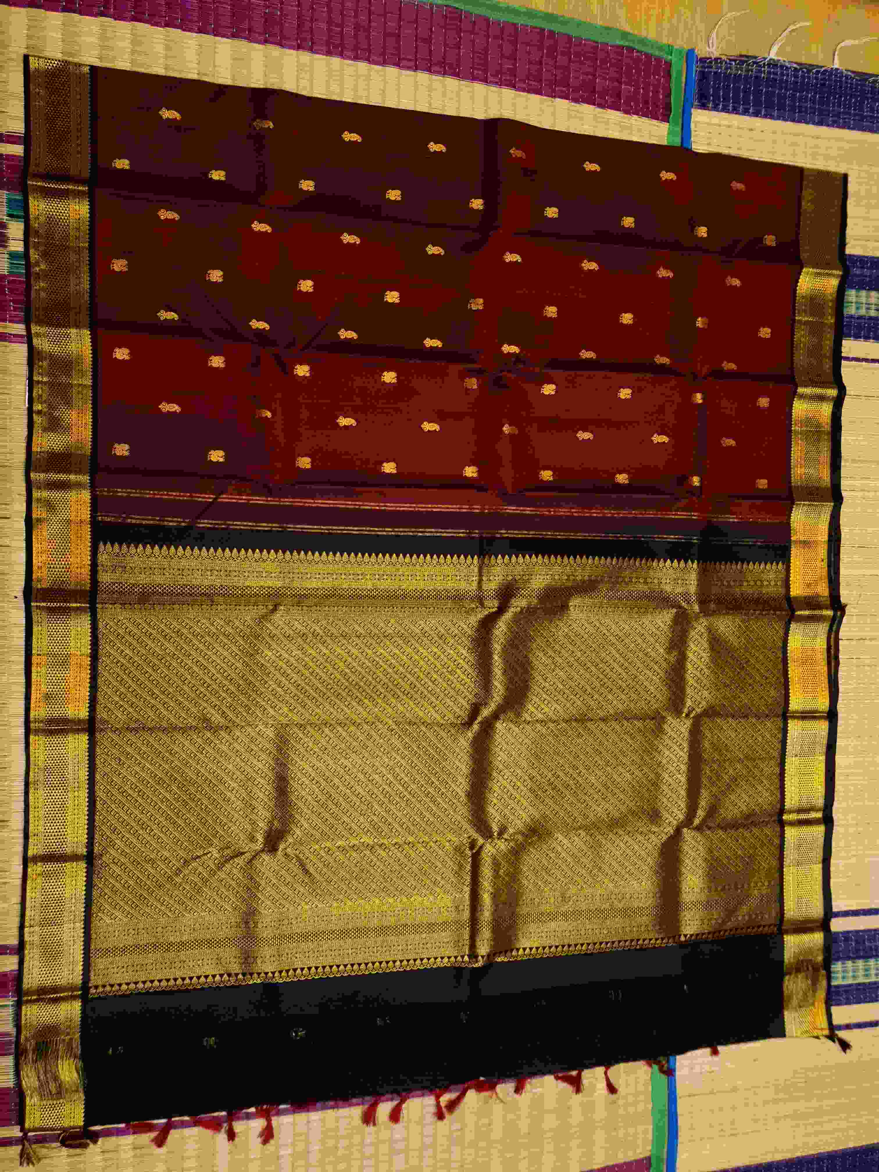 Maroon Kanchipuram Handloom 1G Gold Pattu Silk Saree