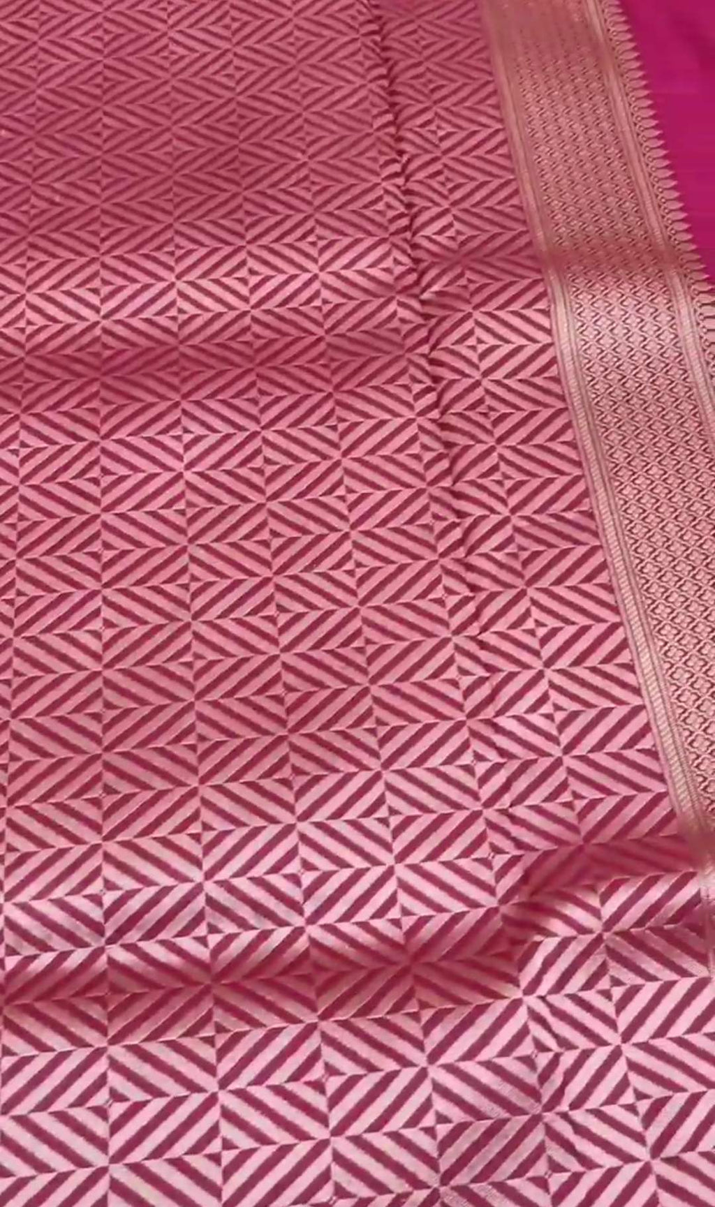 Dark Pink Banarasi Handloom Katan Silk Rangkaat Meenakari Saree
