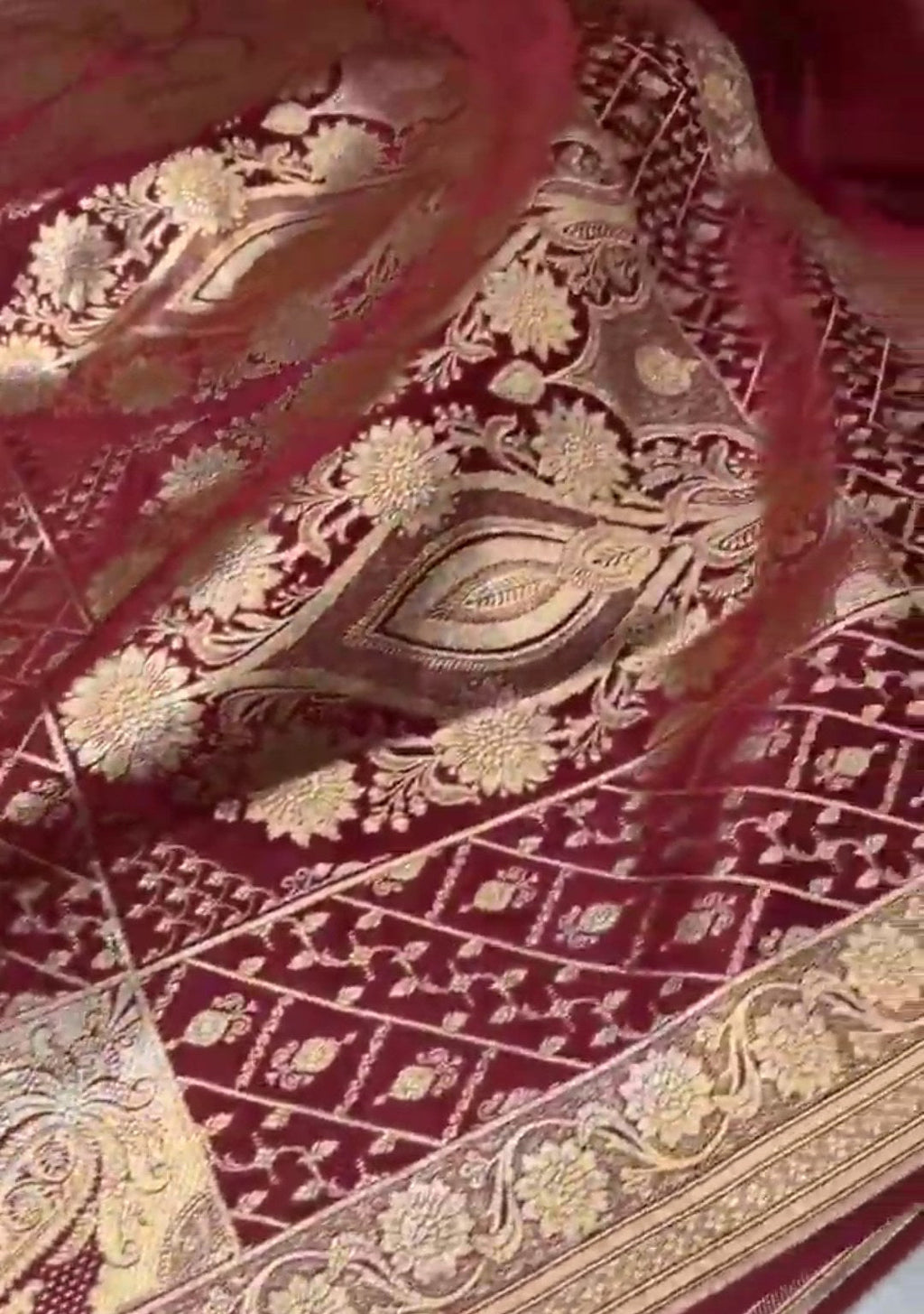 Maroon Banarasi Satin Katan Silk Saree