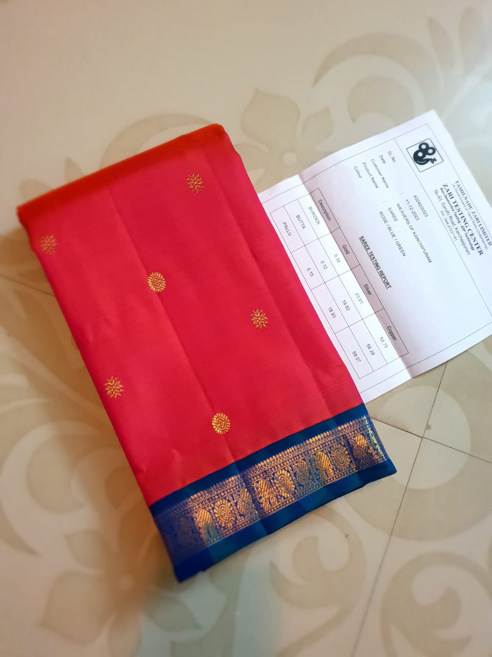 Rød Kanchipuram Handloom 4G Pure Gold Pattu Silk Saree