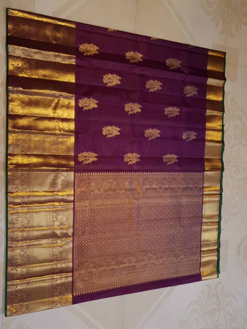 Magenta Kanchipuram Handloom 2G guld Vairaoosi Pattu Silk Saree
