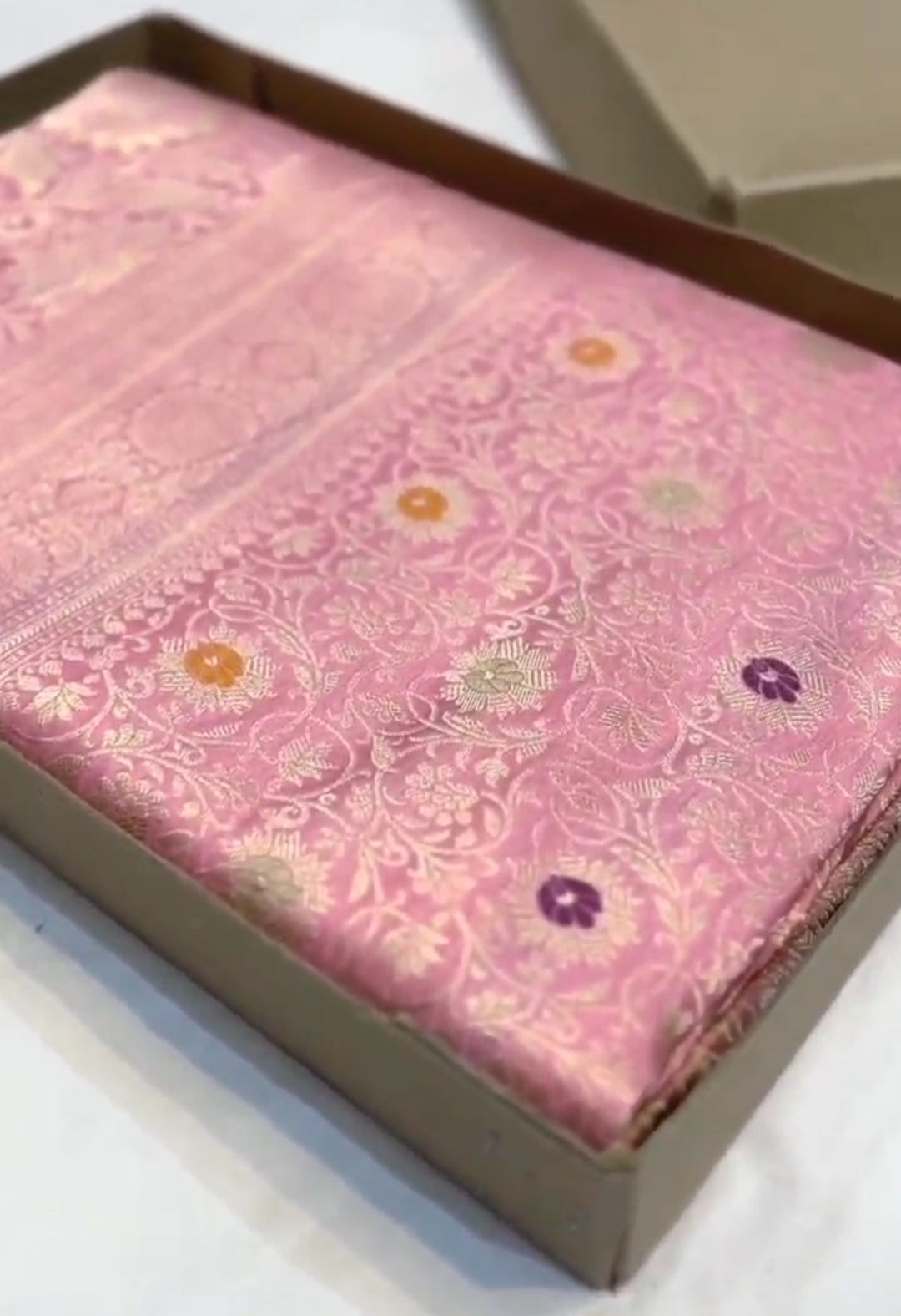 Pink Banarasi Handloom Katan Silk Meenakari Saree