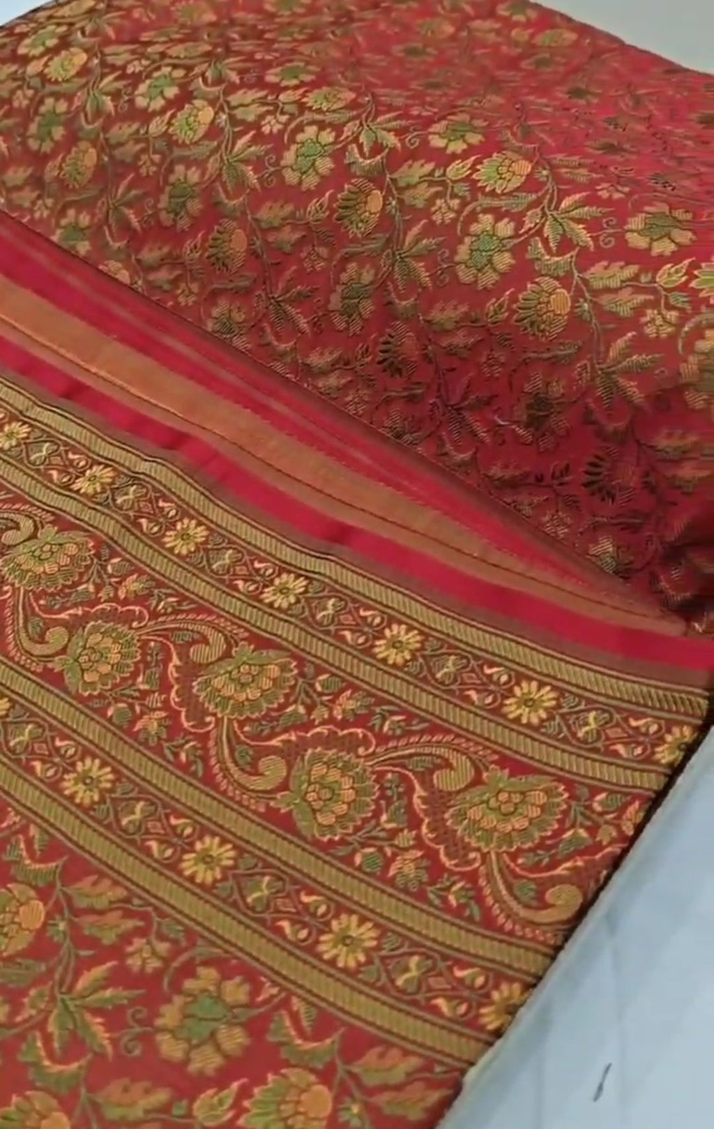 Orange Banarasi Semi Katan Silk Tanchoi Brocade Saree
