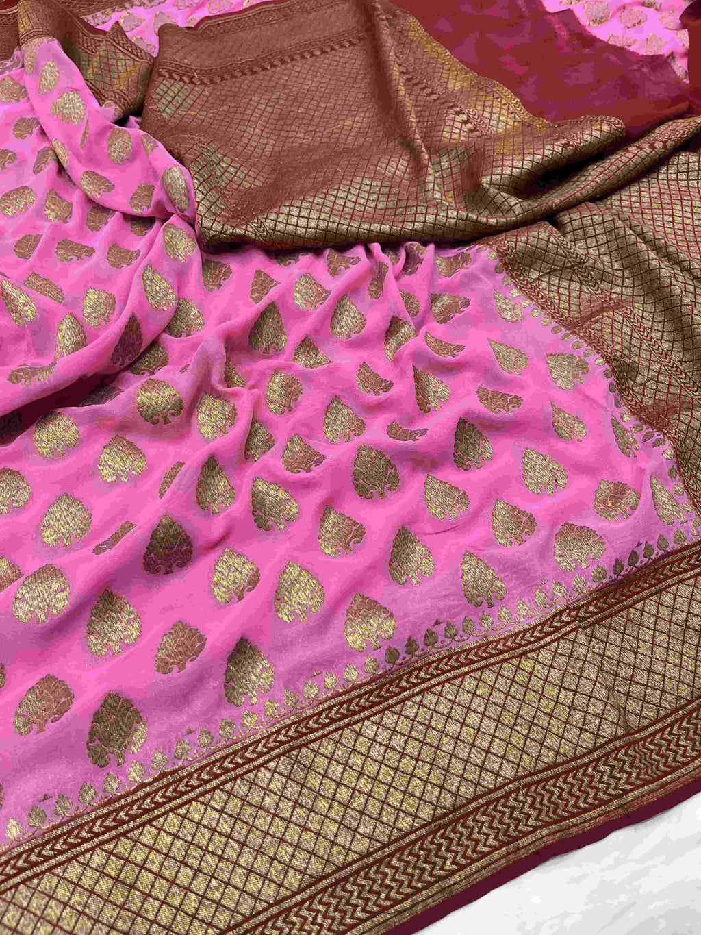 Black Banarasi Handloom Antique Zari Georgette Silk Saree