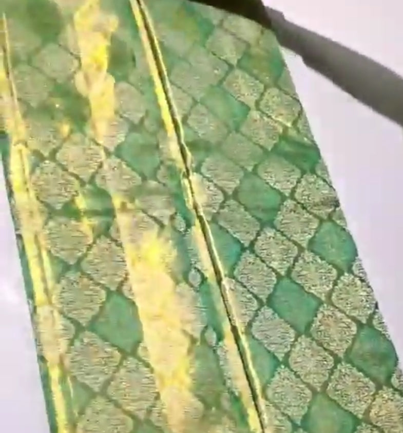Sea Green Kanchipuram Handloom Tissue Brocade Silk Saree