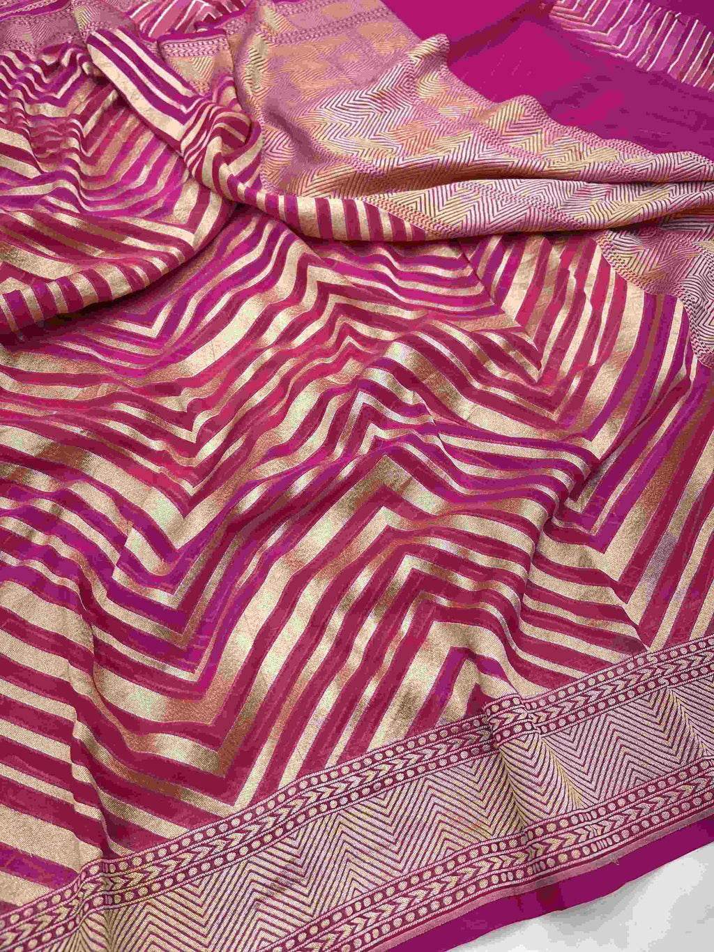 Pink Banarasi Handloom Antique Zari Georgette Silk Saree