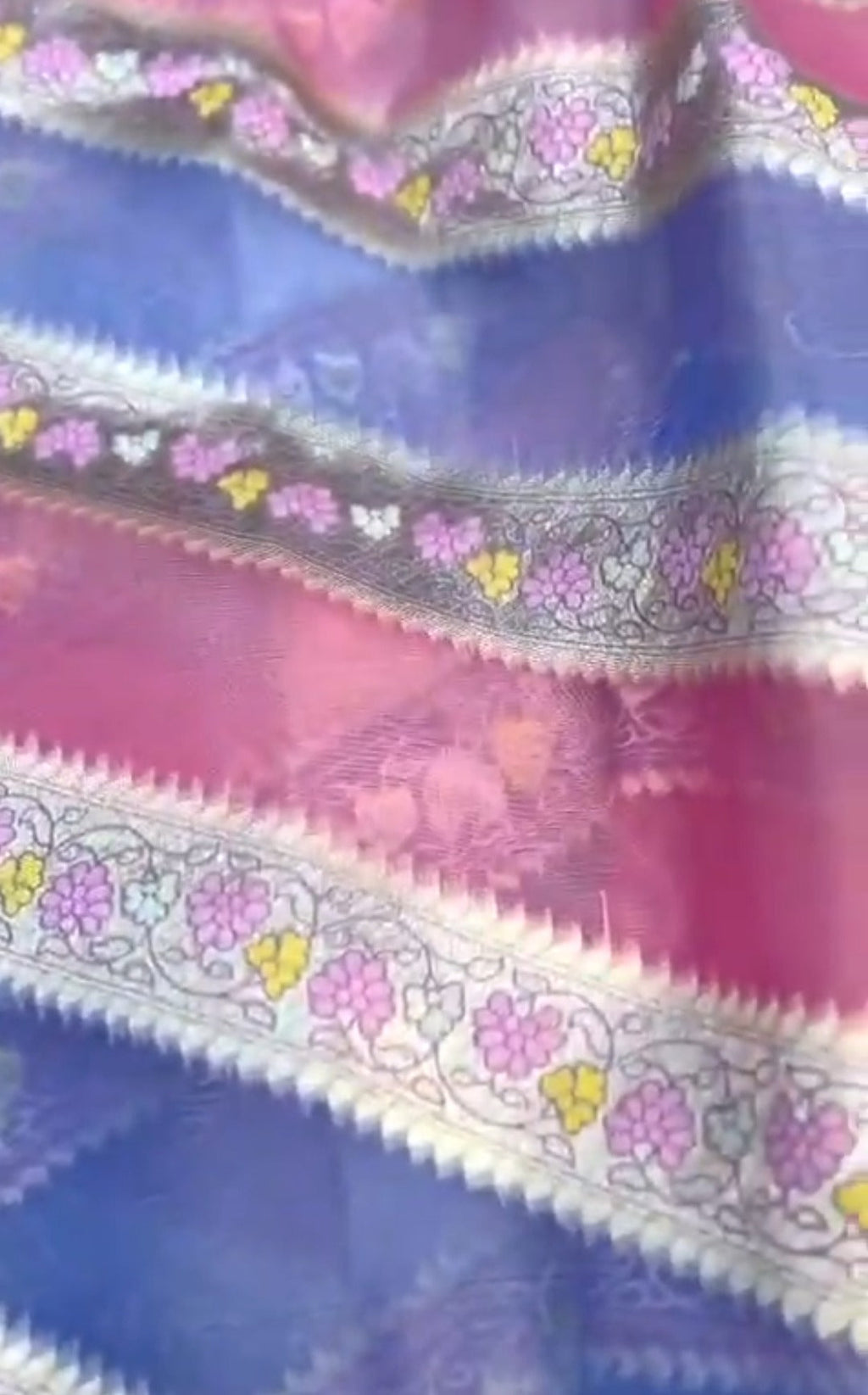 Lavender Banarasi Handloom Kora Organza Silk Meenakari Saree