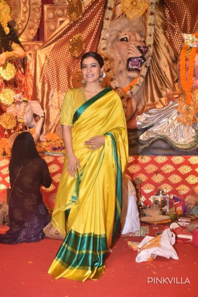 Yellow Chanderi Handloom Pattu Silk Mashru Borders Saree