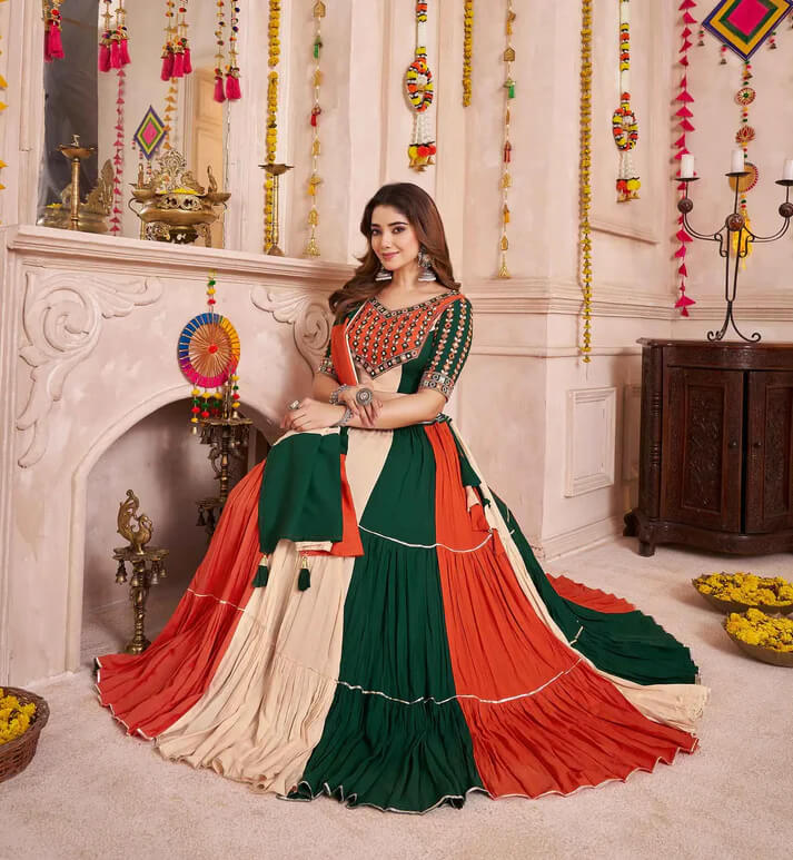 Multi Color Lehenga Choli with Kutchi & Mirror Work