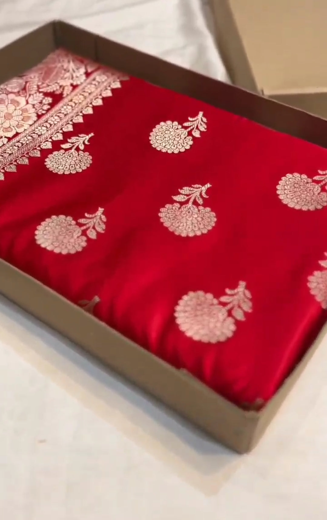 Red Banarasi Mashru Soft Silk Saree