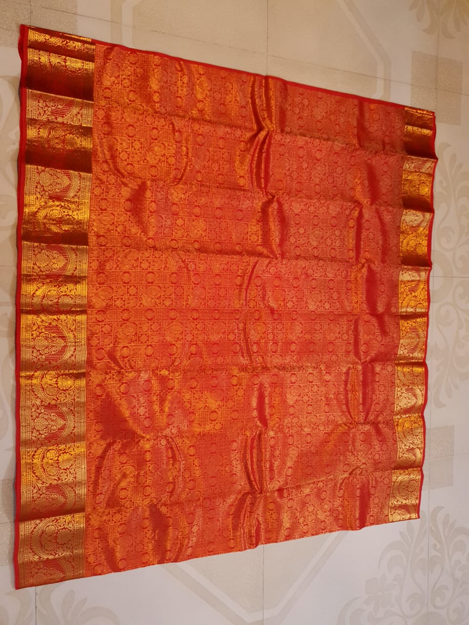 Chilly Red Kanchipuram Handloom 2G Gold Pattu Silk Saree
