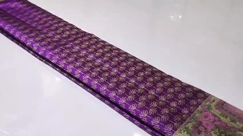 Magenta Kanchipuram Handloom Tissue Brocade Meenakari Silk Saree