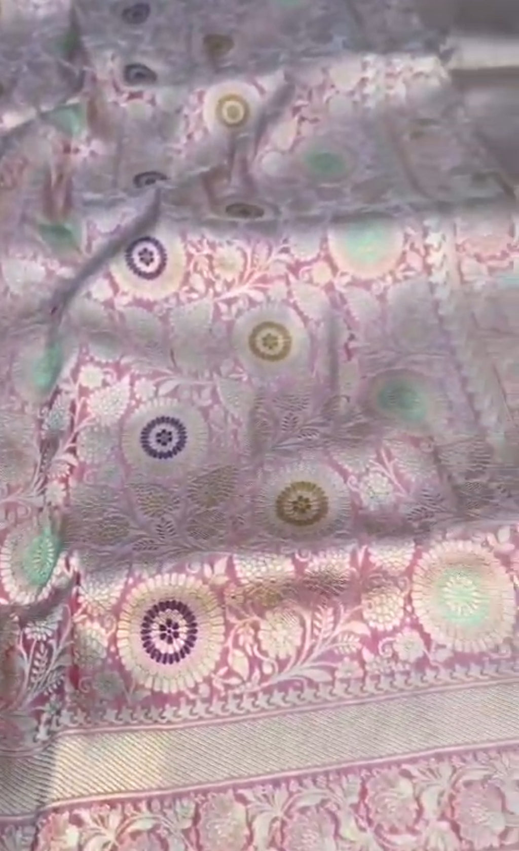Pink Banarasi Handloom Katan Silk Meenakari Saree