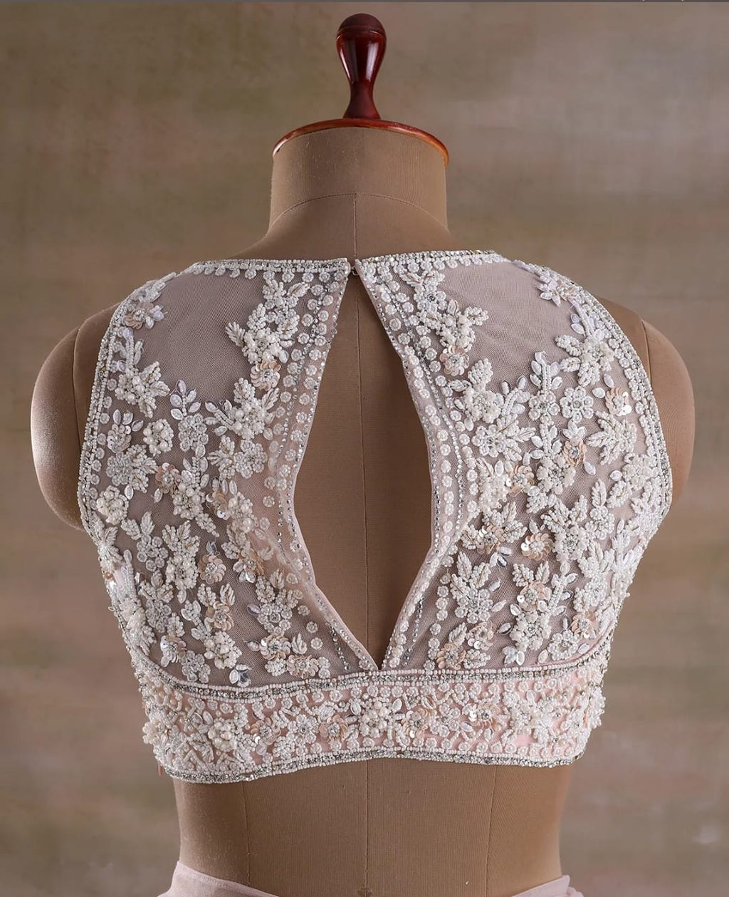 Baby Pink Hand Embroidered Satin Net Saree