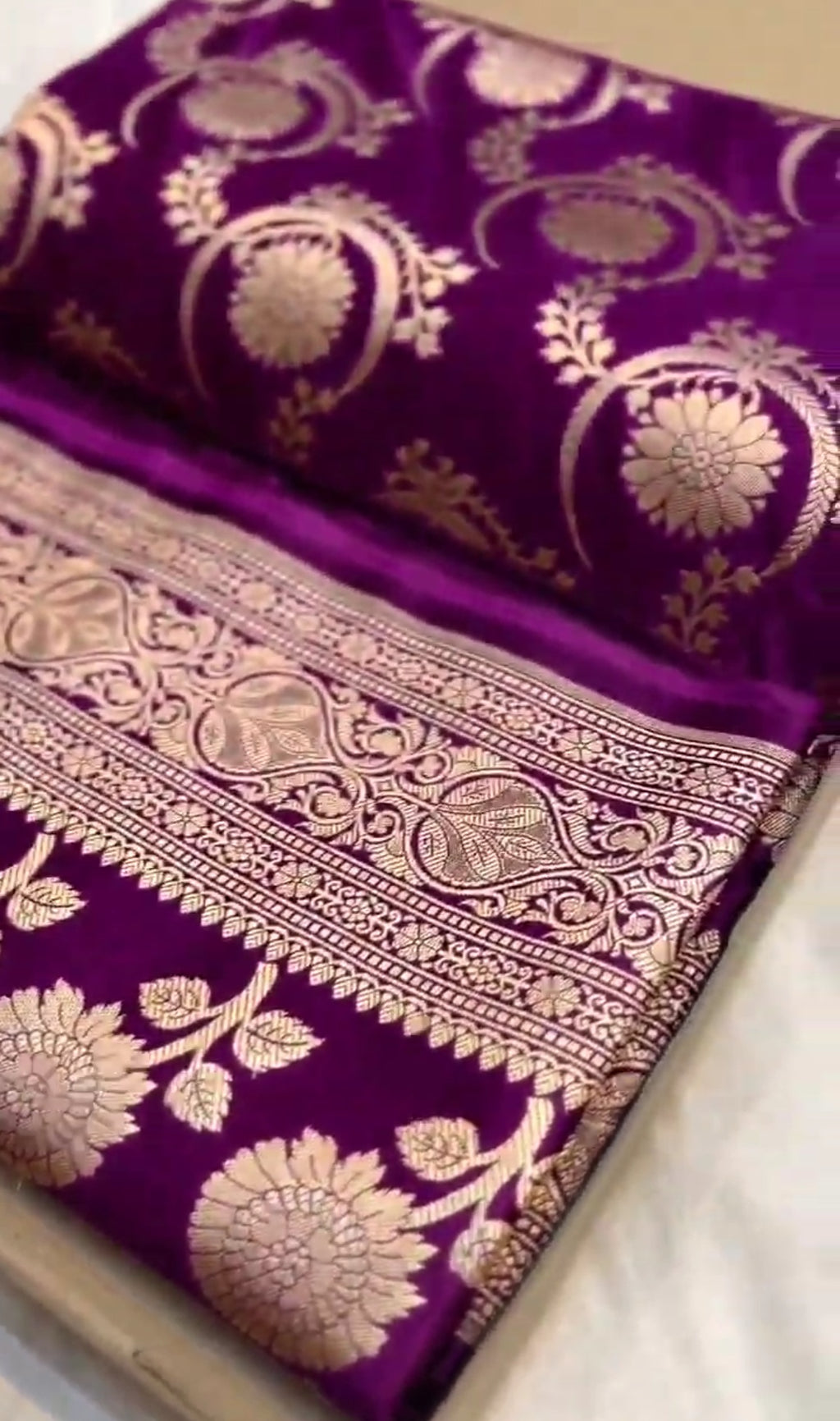 Purple Banarasi Mashru Soft Silk Saree