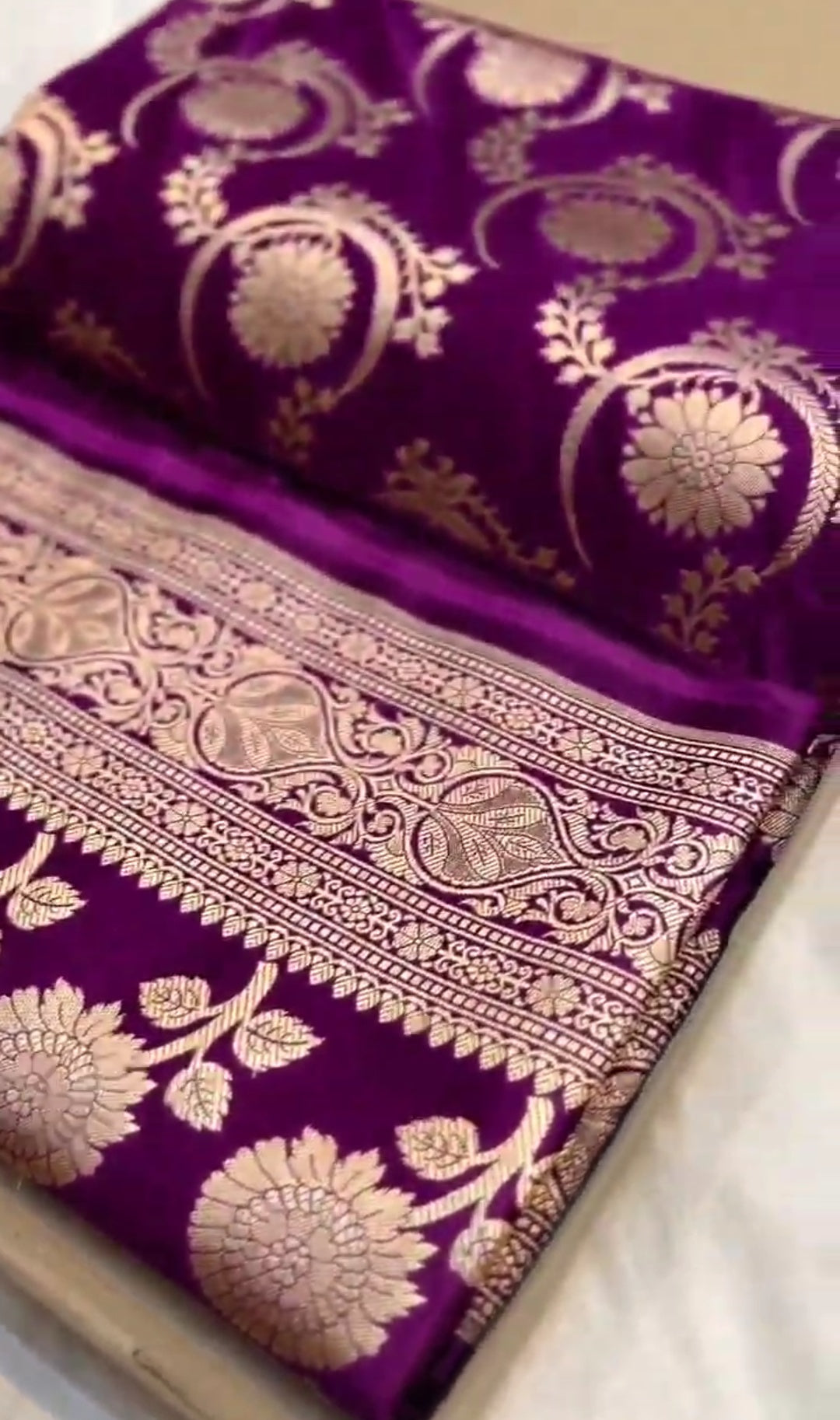 Purple Banarasi Mashru Soft Silk Saree