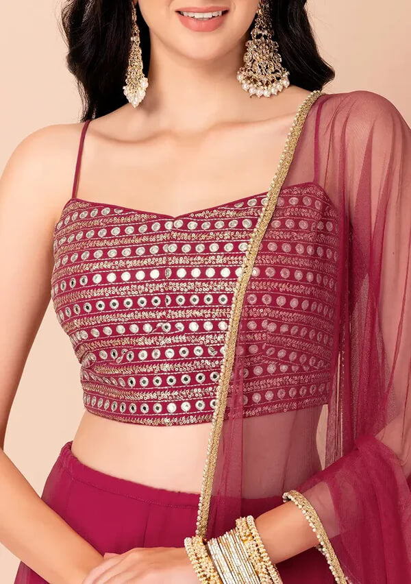 Pink Georgette Fancy Lehenga with Sequins Work