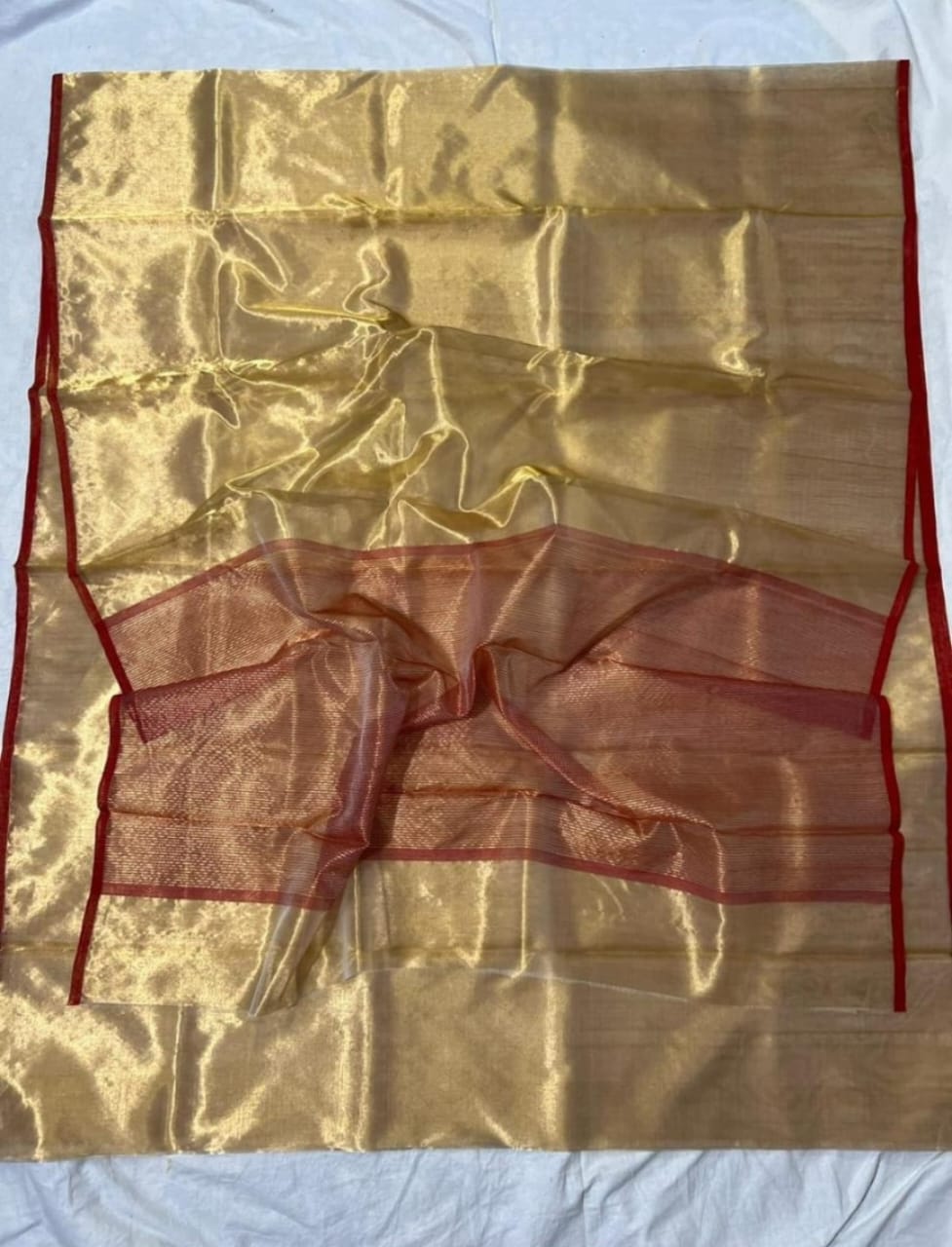 Guld Chanderi Handloom Tissue Silke Saree