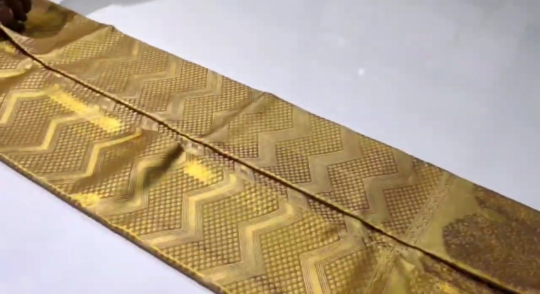 Gold Kanchipuram Handloom Tissue Brocade Silk Saree