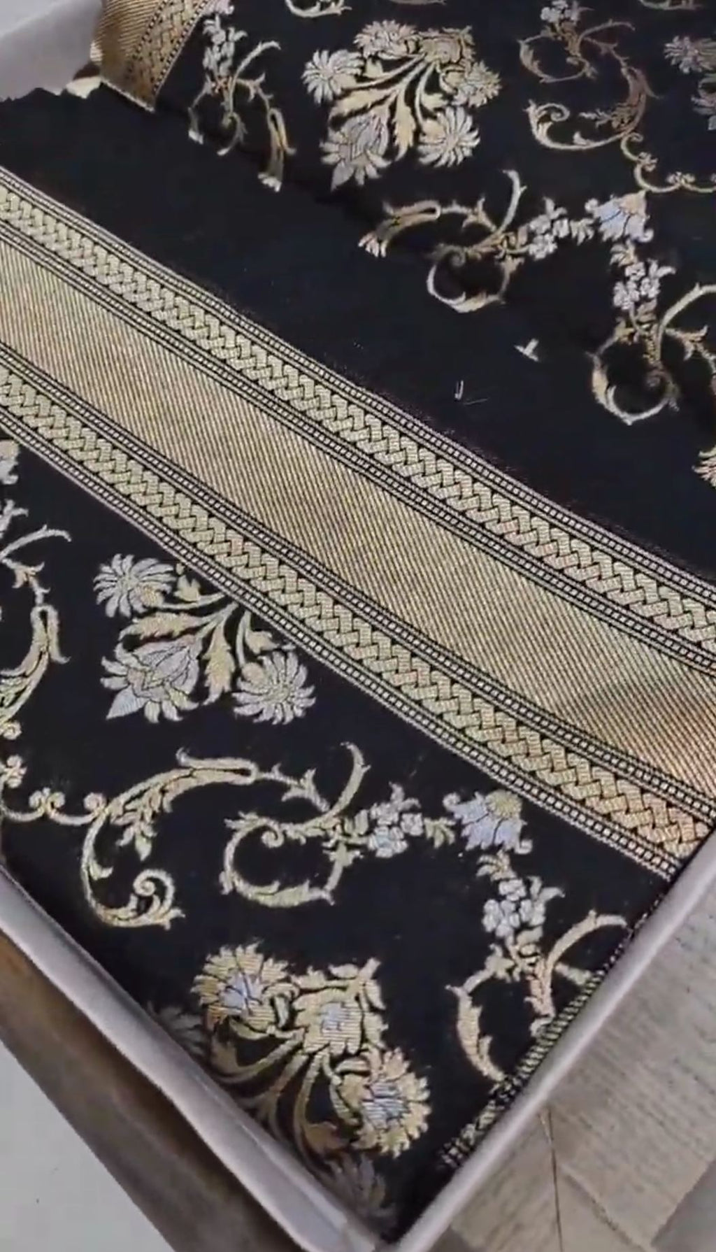 Black Banarasi Semi Katan Silk Sona Rupa Saree