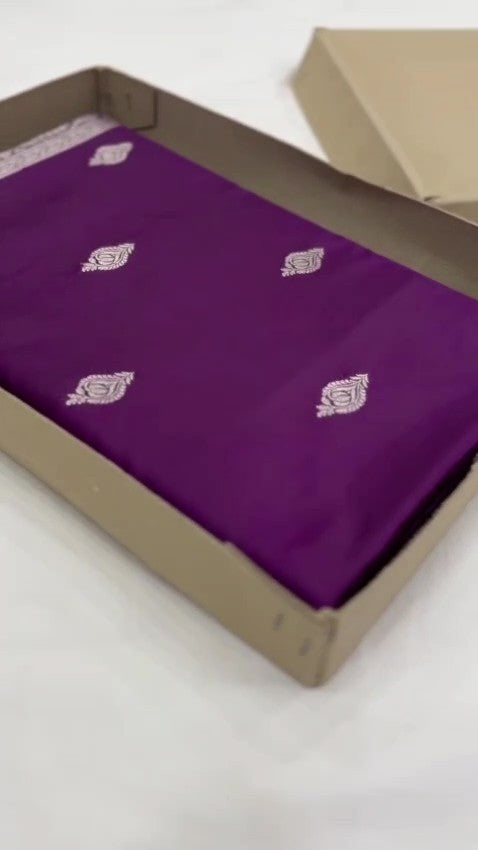 Dark Purple Banarasi Mashru Soft Silk Saree