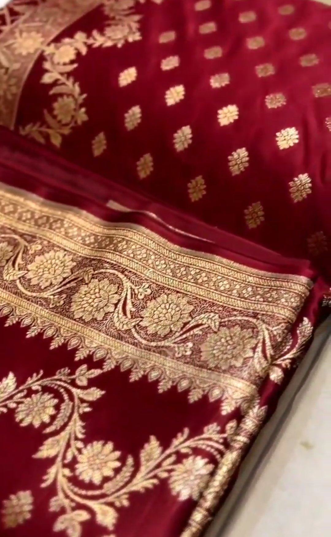 Maroon Banarasi Satin Katan Silk Saree