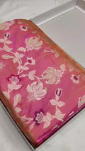 Dual Tone Hot Pink Banarasi Handloom Katan Silk Meenakari Saree