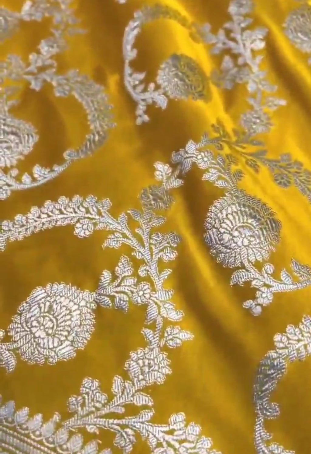 Turmeric Banarasi Mashru Soft Silk Saree