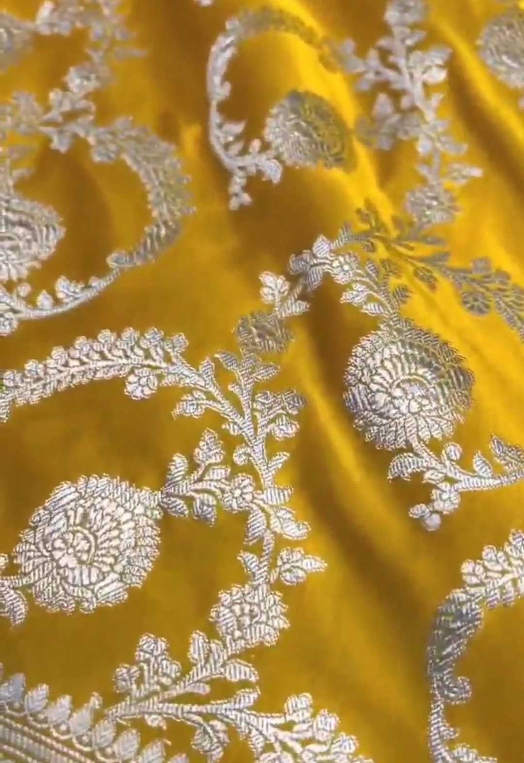 Turmeric Banarasi Mashru Soft Silk Saree
