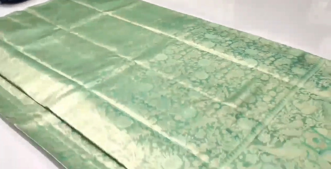 Pastel Green Kanchipuram Handloom Tissue Brocade Silk Saree