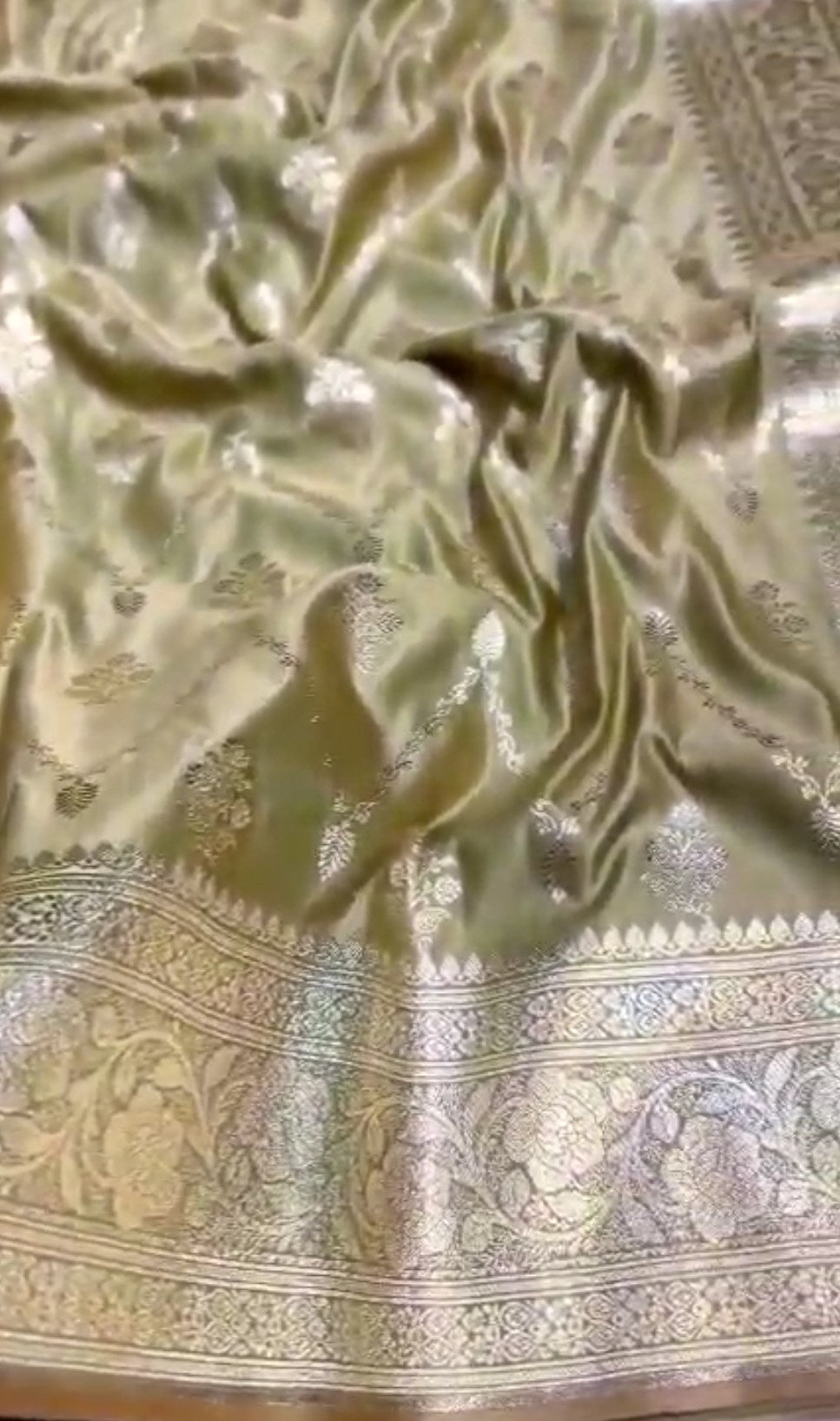 Pista Green Banarasi Satin Katan Silk Saree