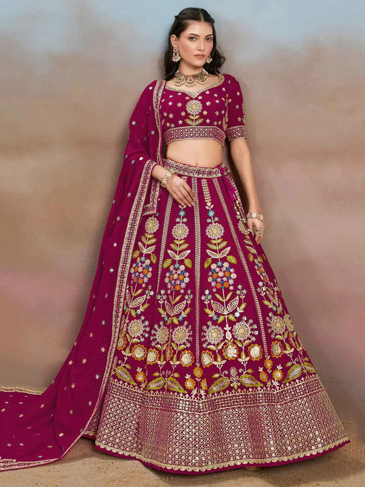 Pink Georgette Lehenga with Zari & Sequins Work