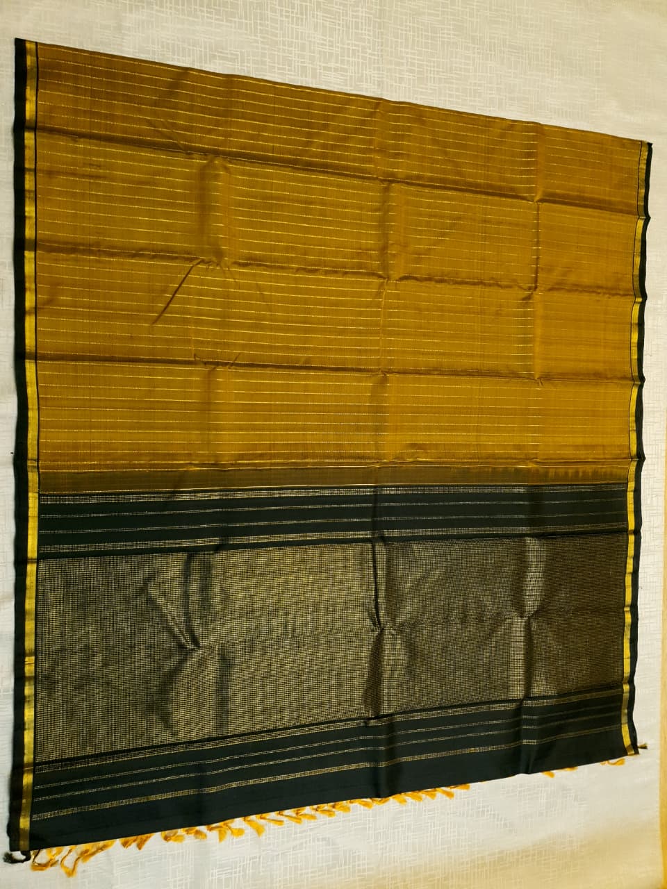 Mustard Kanchipuram Handloom 2G Gold Pattu Silk Saree