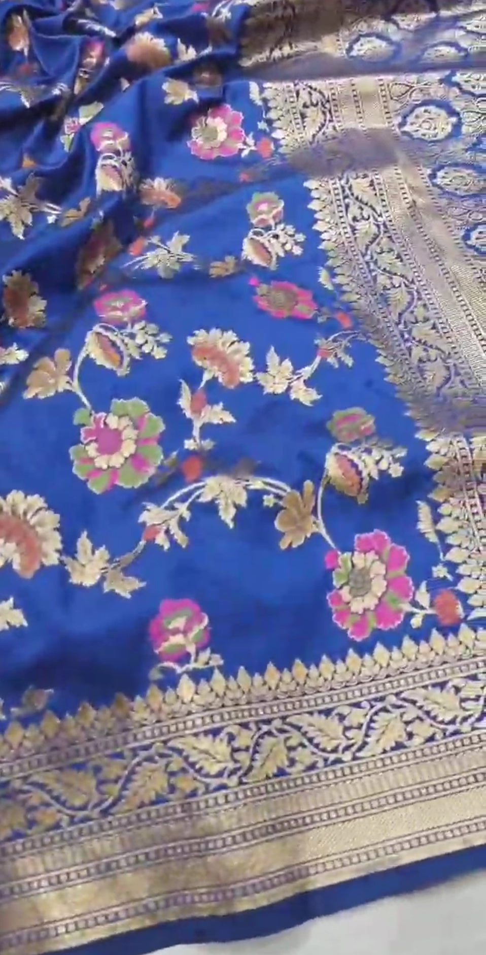 Azure Blue Banarasi Soft Katan Silk Tilfi Meenakari Saree