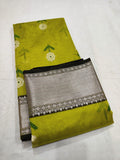 Mehandi Green Chanderi Handloom Pattu Silk Meenakari Nakshi Saree