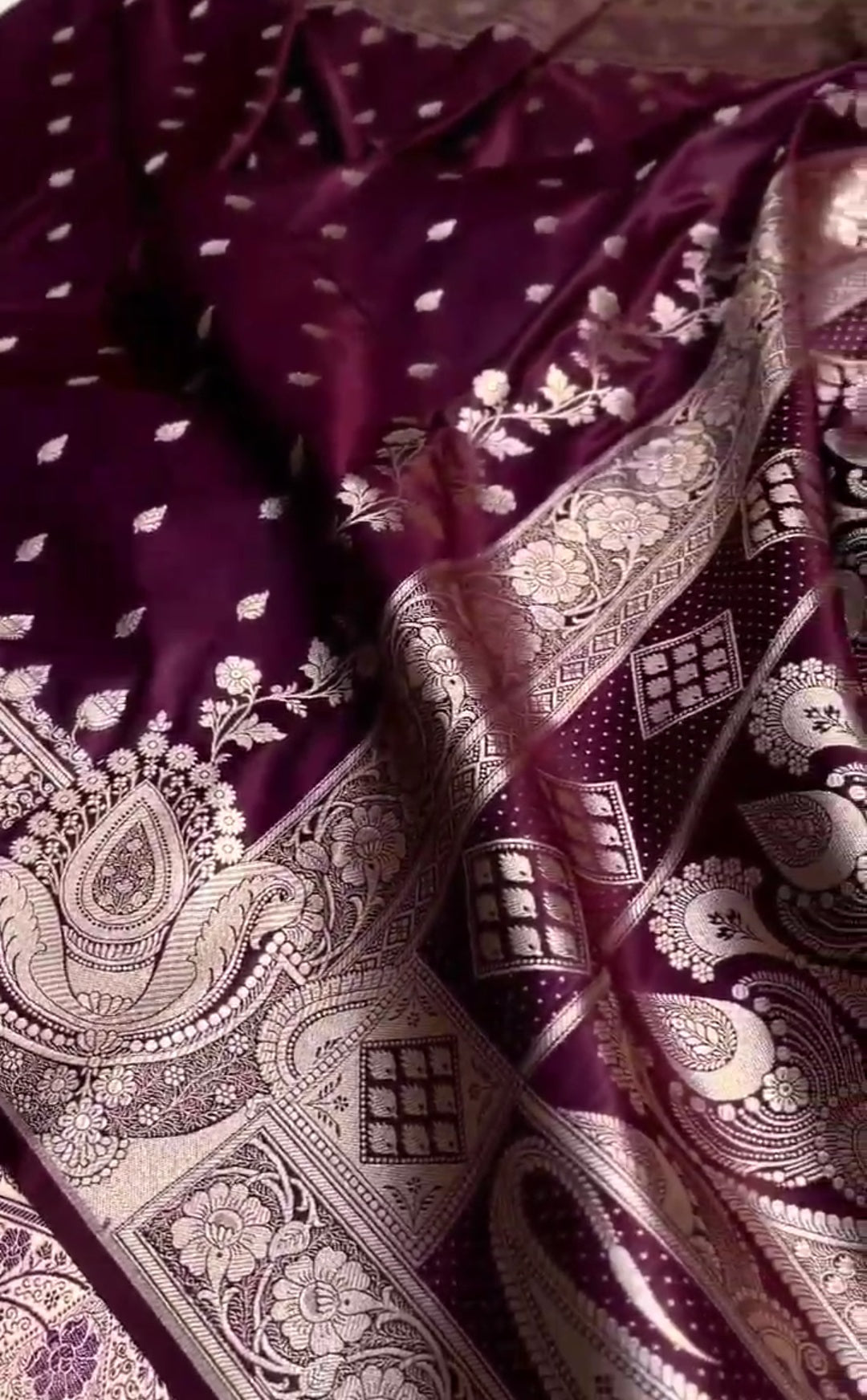 Maroon Banarasi Mashru Soft Silk Saree