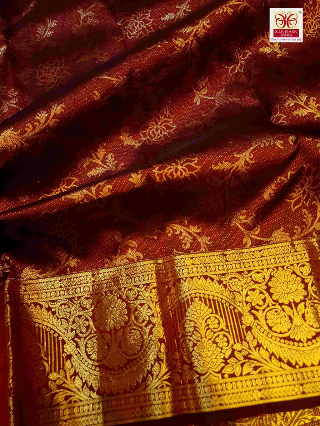 Maroon Kanchipuram Handloom 2G Gold Pattu Silk Saree