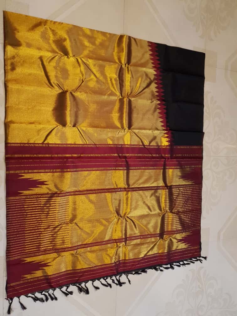 Guld Kanchipuram Håndvæv 2G Guld Pattu Silk Saree