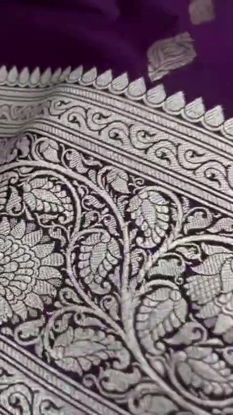 Dark Purple Banarasi Mashru Soft Silk Saree