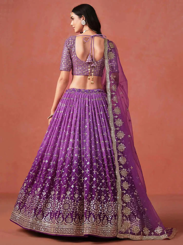 Purple Georgette Lehenga with Zari & Multi-Sequins Work