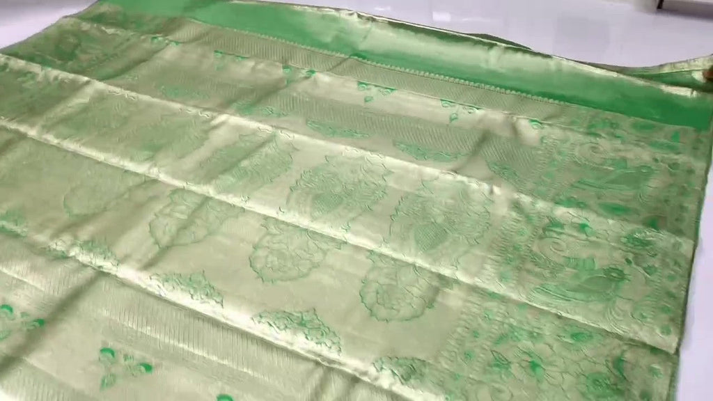 Green Kanchipuram Handloom Tissue Brocade Silk Saree